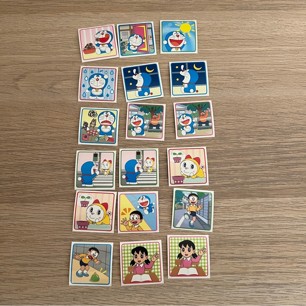 Doraemon & Friends 18 Square Collectible Stickers Set Bundle Lot